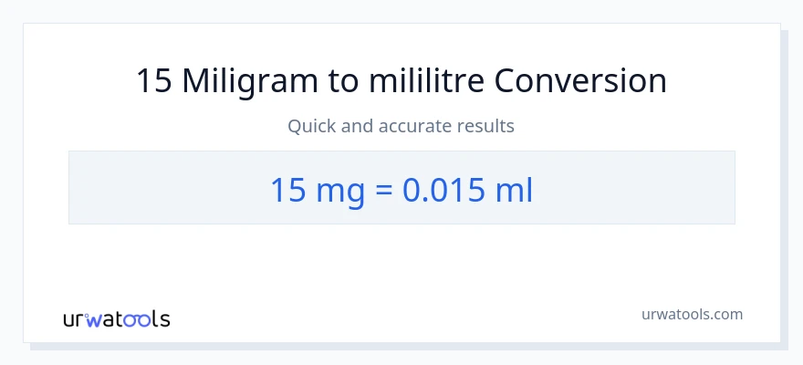 15 miligram'den mililitre'e dönüşüm