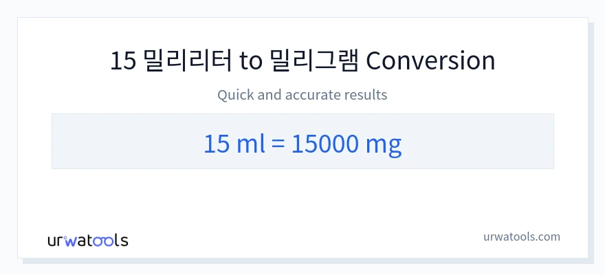 15 밀리리터에서 밀리그램으로의 변환