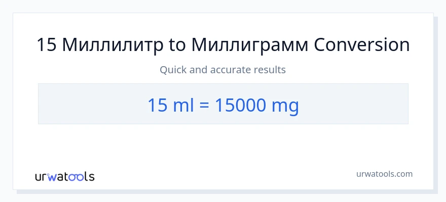 15 миллилитр дан миллиграмм га конверсия