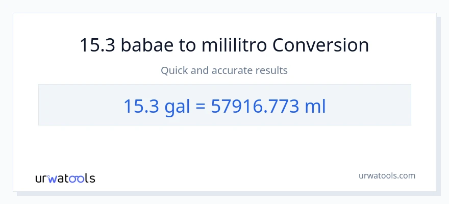 15.3 Mga galon patungong mga mililitro na conversion