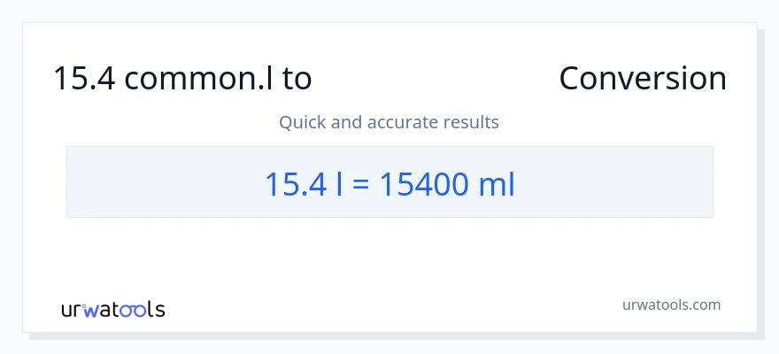 15.4 Liters ൽ നിന്ന് മില്ലിലിറ്റർ ലേക്ക് പരിവർത്തനം