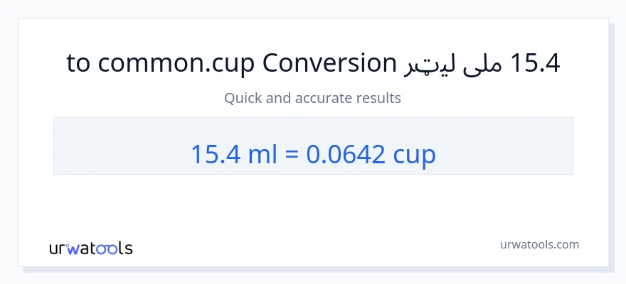 15.4 ملی لیټرونه ته پيالې بدلون