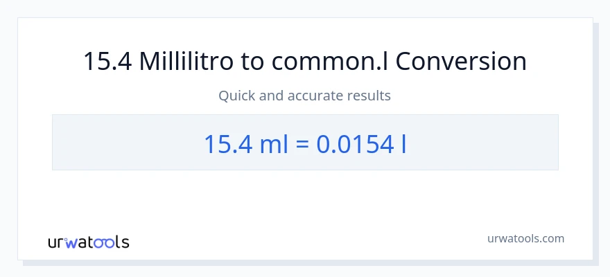 Conversione da 15.4 millilitri a Liters