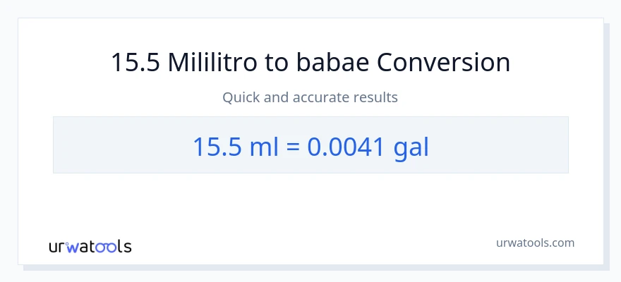 15.5 mga mililitro patungong Mga galon na conversion