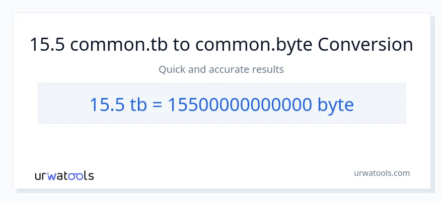 15.5 Terabytes patungong Bytes na conversion
