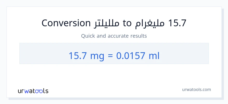التحويل من 15.7 ملليغرام إلى ملليلتر