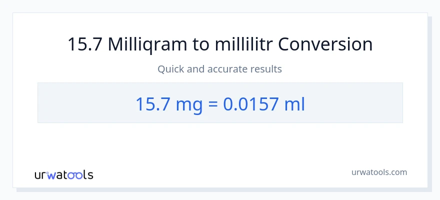 15.7 milliqram-dən millilitr-ə çevrilmə
