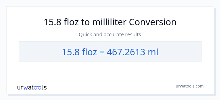 15.8 flydende ounces til milliliter konvertering