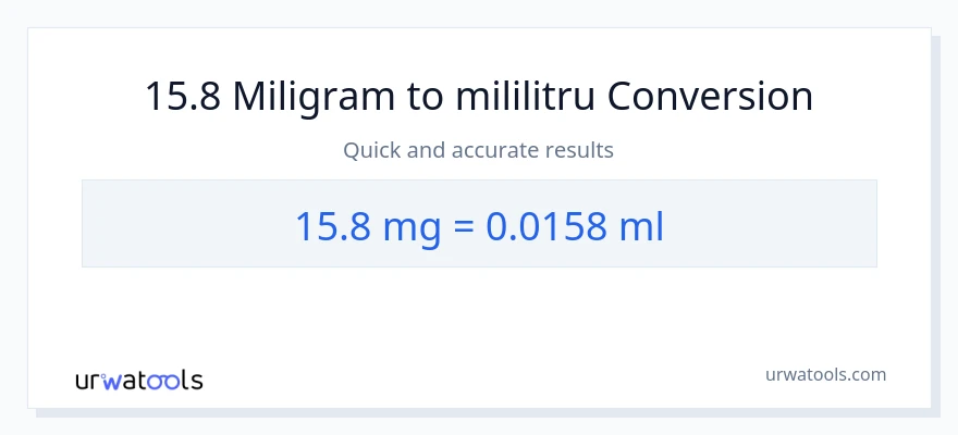 Conversie 15.8 miligrame la mililitri