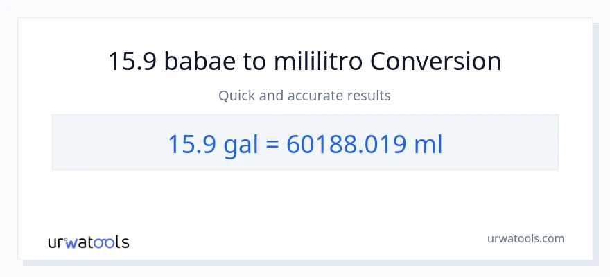 15.9 Mga galon patungong mga mililitro na conversion