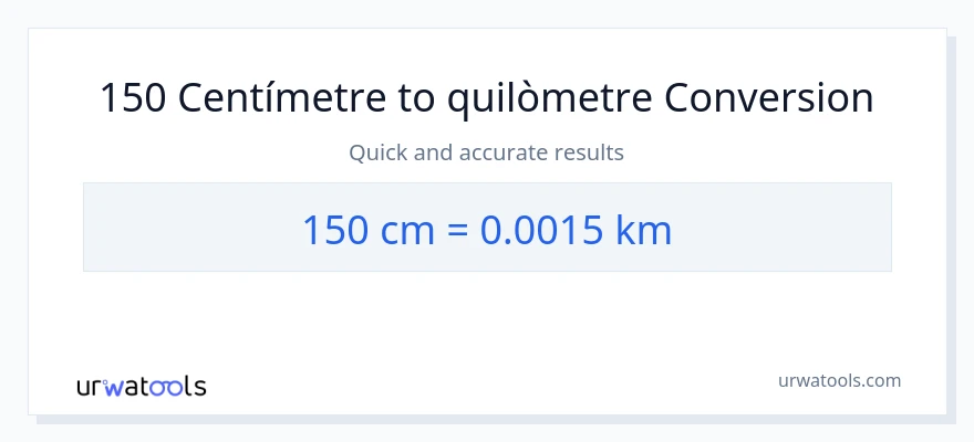 Conversió de 150 Centímetres a Quilòmetres