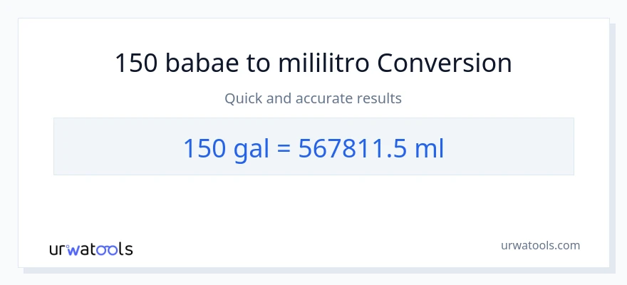 150 Mga galon patungong mga mililitro na conversion