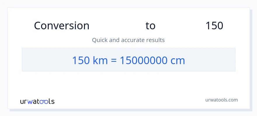 تبدیل 150 کیلومتر به سانتی‌متر