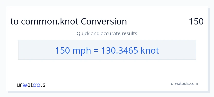 تبدیل 150 مایل در ساعت به Knots