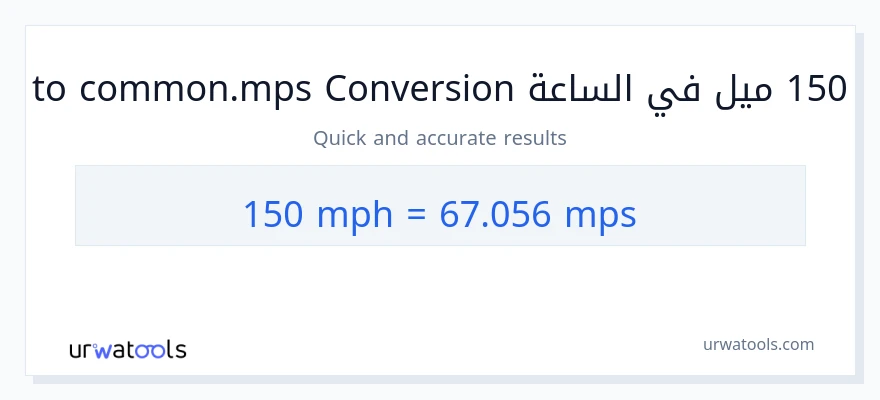التحويل من 150 ميل في الساعة إلى Meters Per Second