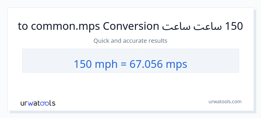 150 په ساعت کې میلونه ته Meters Per Second بدلون