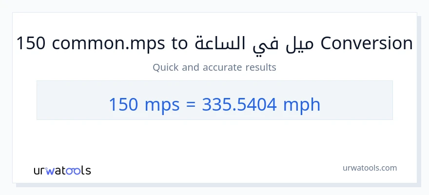 التحويل من 150 Meters Per Second إلى ميل في الساعة