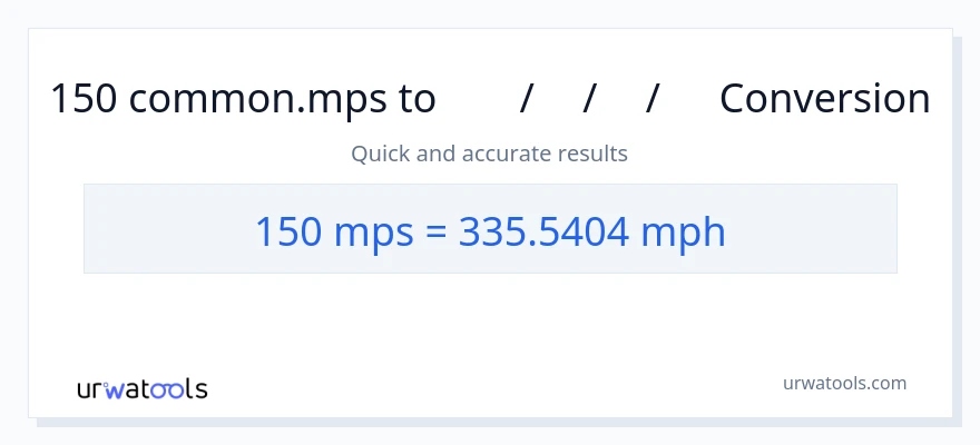 150 Meters Per Second ൽ നിന്ന് മണിക്കൂറിൽ മൈൽ ലേക്ക് പരിവർത്തനം