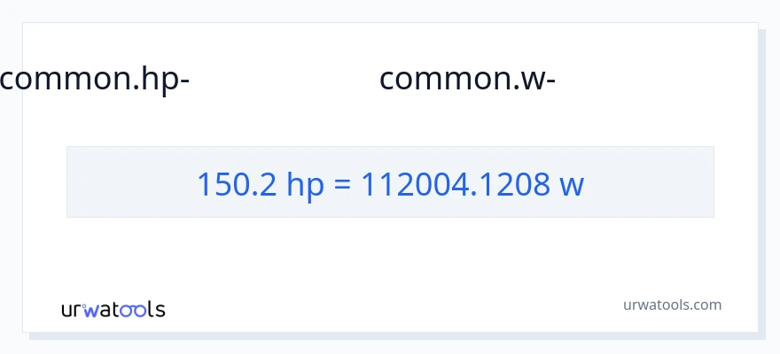150.2 കുതിരശക്തി ൽ നിന്ന് വാട്ട്സ് ലേക്ക് പരിവർത്തനം