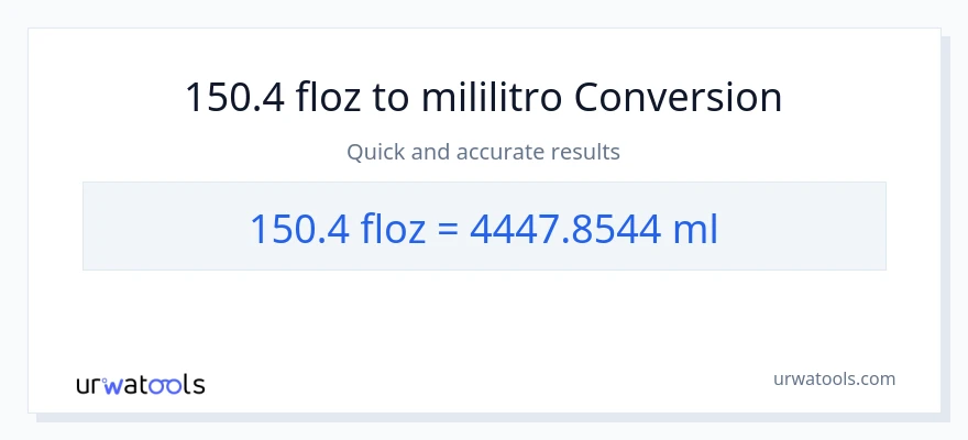 150.4 mga onsa ng likido patungong mga mililitro na conversion