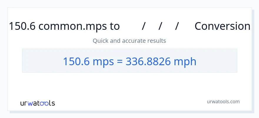 150.6 Meters Per Second ൽ നിന്ന് മണിക്കൂറിൽ മൈൽ ലേക്ക് പരിവർത്തനം
