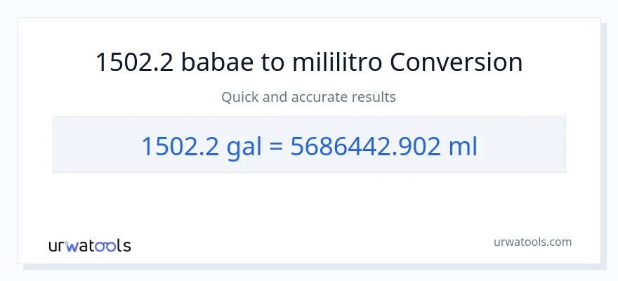1502.2 Mga galon patungong mga mililitro na conversion