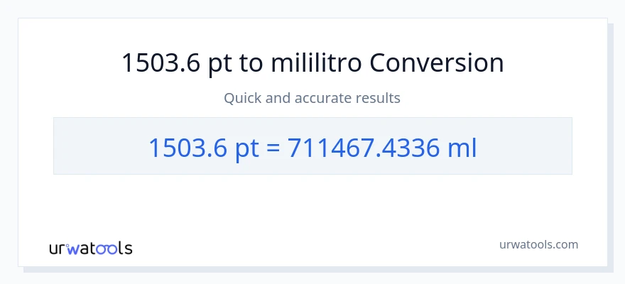1503.6 Pints patungong mga mililitro na conversion