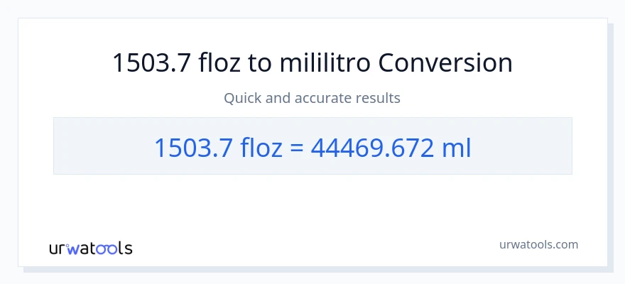 1503.7 mga onsa ng likido patungong mga mililitro na conversion