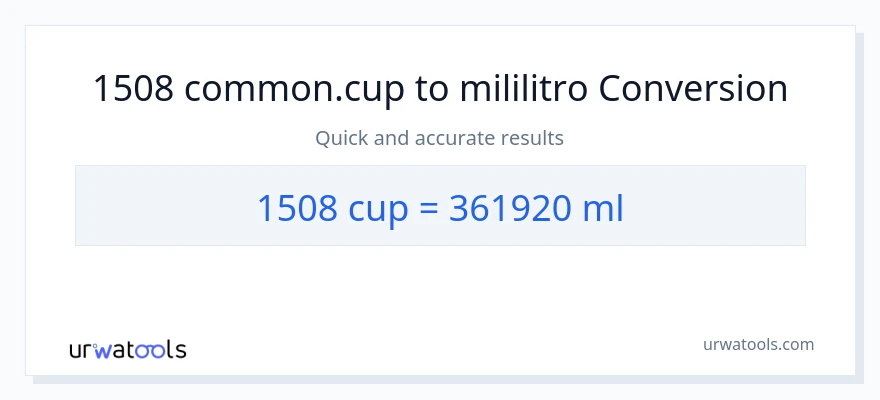 1508 mga tasa patungong mga mililitro na conversion