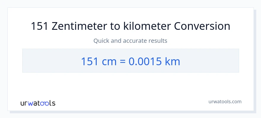 151 Zentimeter zu Kilometer Umwandlung