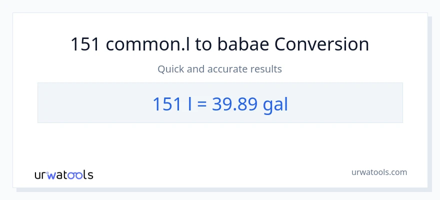 151 Liters patungong Mga galon na conversion