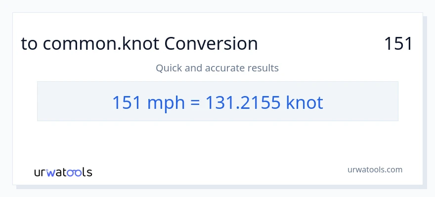 تبدیل 151 مایل در ساعت به Knots