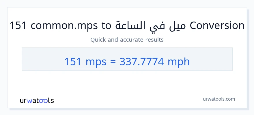 التحويل من 151 Meters Per Second إلى ميل في الساعة