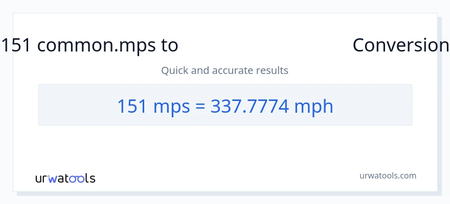 151 Meters Per Second থেকে মাইল প্রতি ঘন্টা রূপান্তর