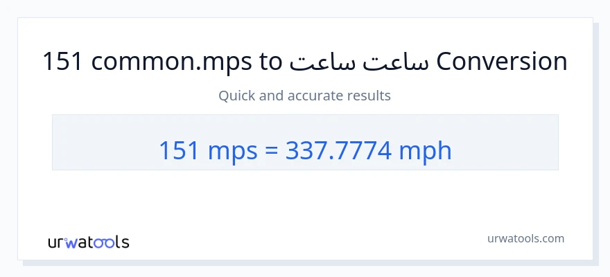 151 Meters Per Second ته په ساعت کې میلونه بدلون