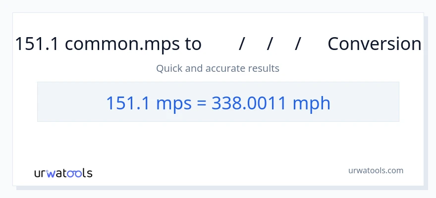 151.1 Meters Per Second ൽ നിന്ന് മണിക്കൂറിൽ മൈൽ ലേക്ക് പരിവർത്തനം