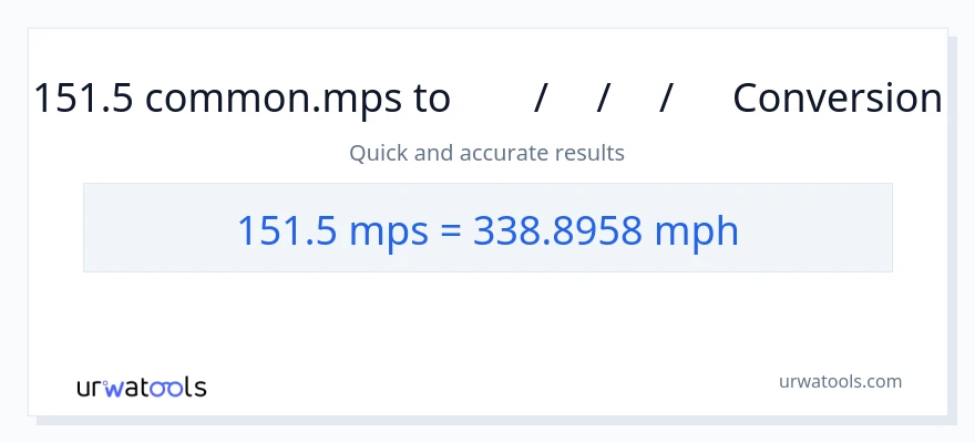 151.5 Meters Per Second ൽ നിന്ന് മണിക്കൂറിൽ മൈൽ ലേക്ക് പരിവർത്തനം