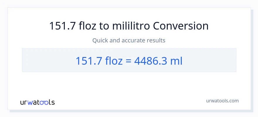 151.7 mga onsa ng likido patungong mga mililitro na conversion