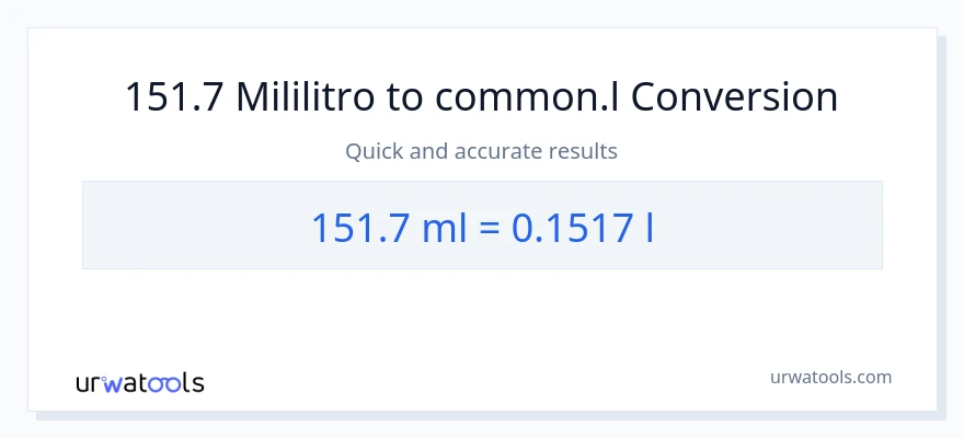 151.7 mga mililitro patungong Liters na conversion