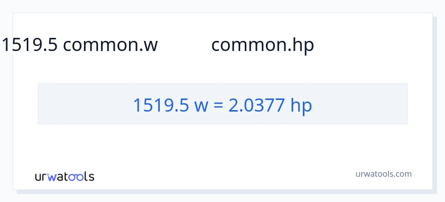 1519.5 ವ್ಯಾಟ್ಸ್ ರಿಂದ ಅಶ್ವಶಕ್ತಿ ಪರಿವರ್ತನೆ