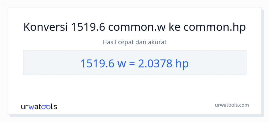 Konversi 1519.6 watt ke daya kuda