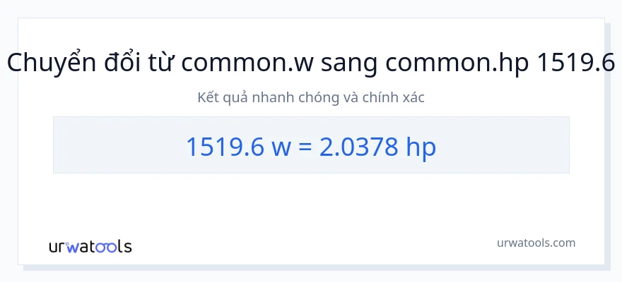 Chuyển đổi 1519.6 watt sang mã lực