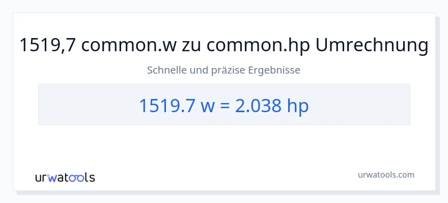 1519.7 Watt zu PS Umwandlung