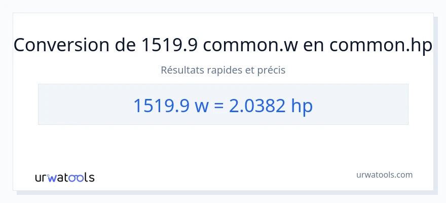 Conversion 1519.9 watts vers chevaux-vapeur
