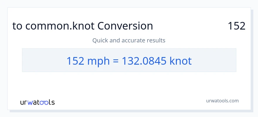 تبدیل 152 مایل در ساعت به Knots
