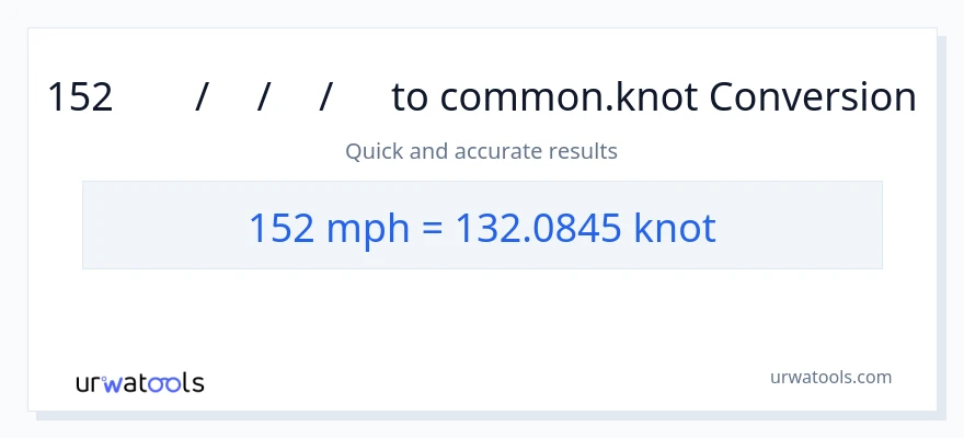 152 മണിക്കൂറിൽ മൈൽ ൽ നിന്ന് Knots ലേക്ക് പരിവർത്തനം
