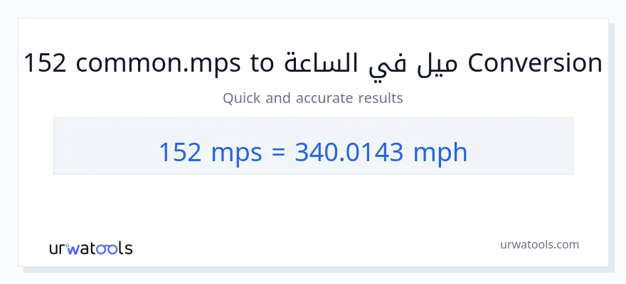 التحويل من 152 Meters Per Second إلى ميل في الساعة