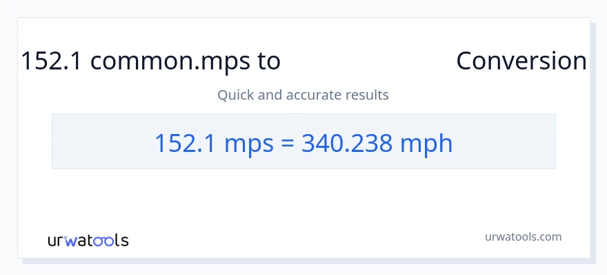 تبدیل 152.1 Meters Per Second به مایل در ساعت