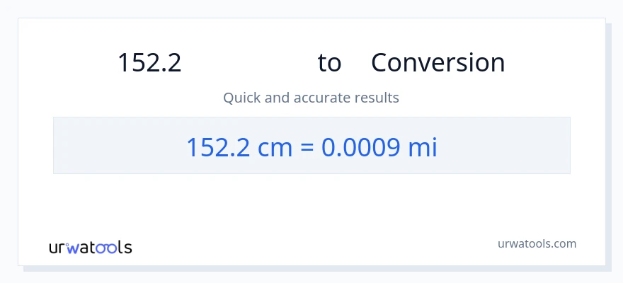 การแปลง 152.2 เซนติเมตร เป็น ไมล์