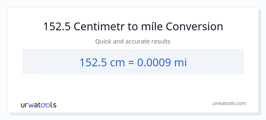 Konverze z Centimetry na míle: 152.5